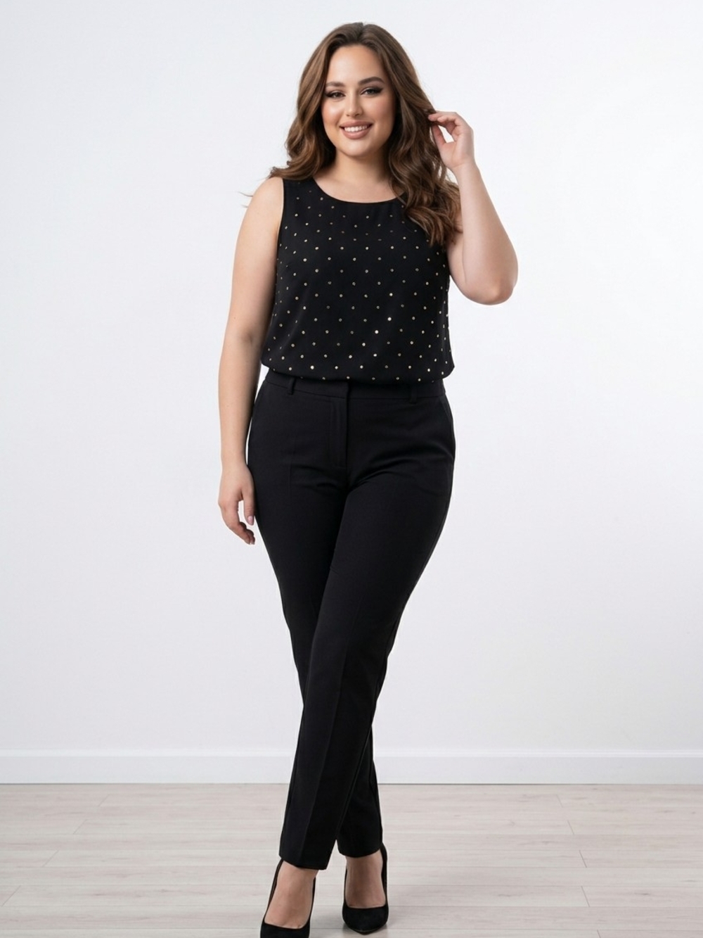 NWT Dressbarn's roz & ALI Black Sequin & Bead Decorated Sleeveless Top Sz 1X